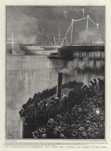 The Illuminations at Portsmouth, the Ophir and Victoria and Albert at the Jetty